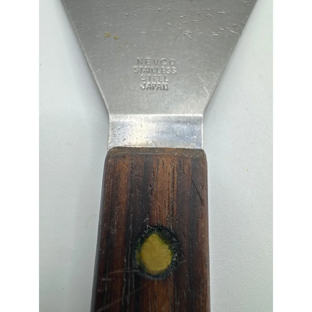 Vintage Nevco Stainless Steel Spatula Wood Handle Japan Offset Kitchen Turner